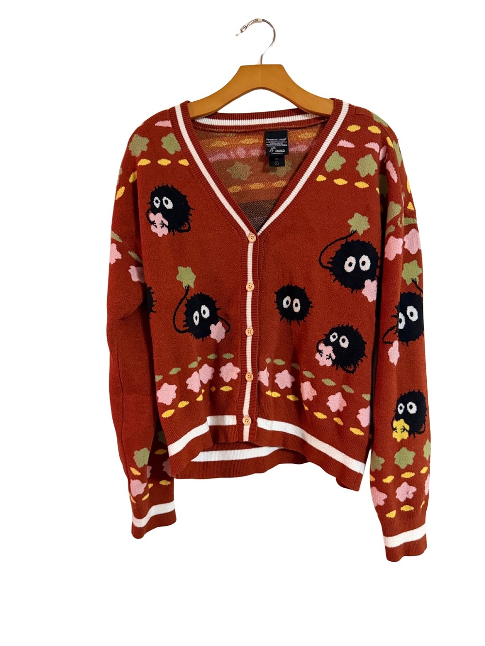 Studio Ghibli Spirited Away Soot Sprites Women's Cardigan Sweater Size Large